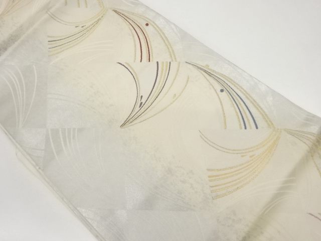 JAPANESE NAGOYA OBI / WOVEN RHOMBUS & WAVY STRIPE